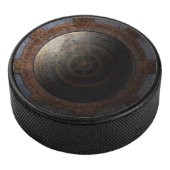 Steampunk Moon Clock Time Metal Gears Hockey Puck (3/4)