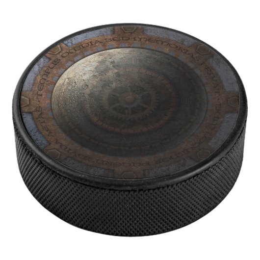 Steampunk Moon Clock Time Metal Gears Hockey Puck (3/4)