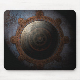 Steampunk Moon Clock Time Metal Gears Muismat