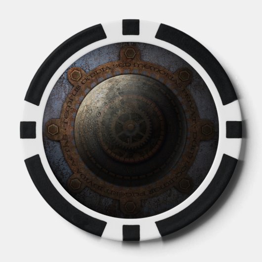 Steampunk Moon Clock Time Metal Gears Poker Chips (Voorkant)