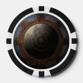 Steampunk Moon Clock Time Metal Gears Pokerchips