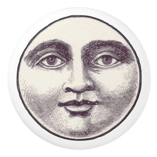  Steampunk Moon Face Keramische Knop (Voorkant)