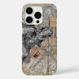 steampunk Moose Wildlife iPhone 16 Pro Hoesje