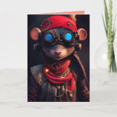 STEAMPUNK MOUSE BIRTHDAY-WENSKAARTEN KAART (Voorkant)