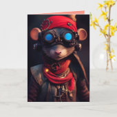 STEAMPUNK MOUSE BIRTHDAY-WENSKAARTEN KAART (Gele Bloem)