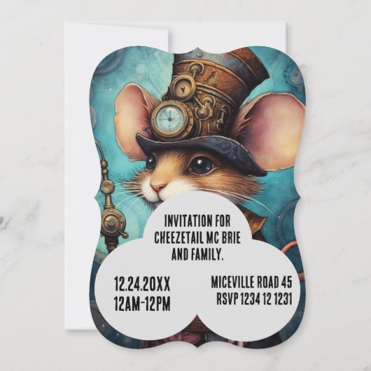 Steampunk Mouse Captain Aangepaste naam Kaart (Achterkant)