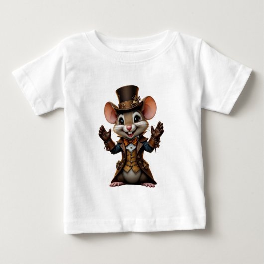 Steampunk Mouse Charm – Schattige uurwerk Tophat T (Voorkant)