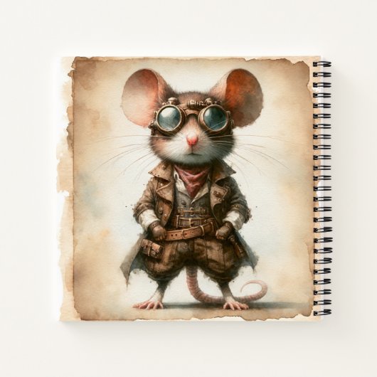 Steampunk Mouse spiraal Notitieboek (Achterkant)