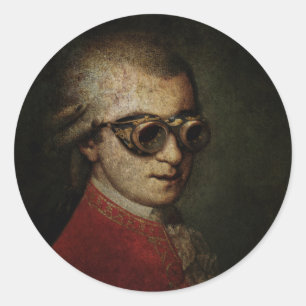 Steampunk Mozart Ronde Sticker