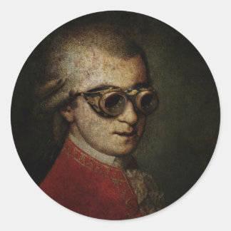 Steampunk Mozart Ronde Sticker