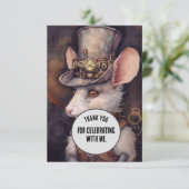 Steampunk Muis Dank u Steampunk dier Custom Bedankkaart (Staand voorkant)