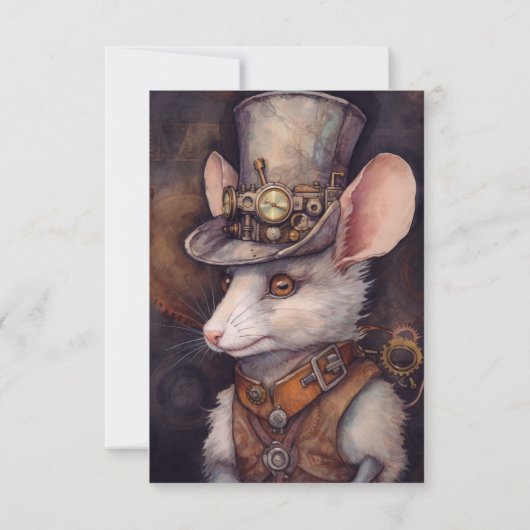Steampunk Muis Dank u Steampunk dier Custom Bedankkaart (Achterkant)
