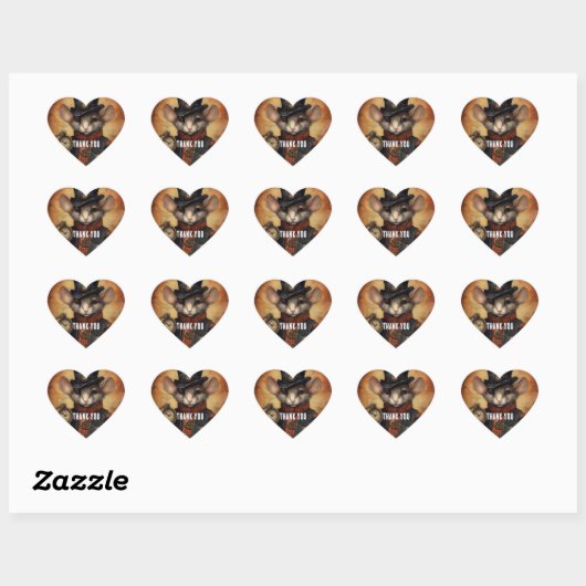 Steampunk Muis Kapitein Fuzzypaws Hart Sticker (Vel)