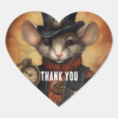 Steampunk Muis Kapitein Fuzzypaws Hart Sticker (Voorkant)