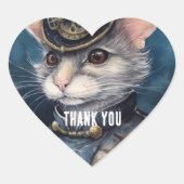 Steampunk Muis Kapitein Nibbleton Hart Sticker (Voorkant)