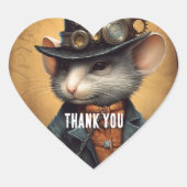 Steampunk Muis Kapitein Sprinklepaws Hart Sticker (Voorkant)