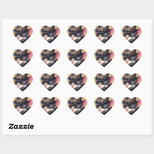 Steampunk Muis Kapitein Whiskerfield Hart Sticker (Vel)