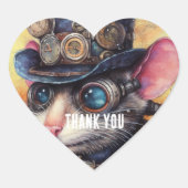 Steampunk Muis Kapitein Whiskerfield Hart Sticker (Voorkant)