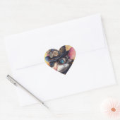 Steampunk Muis Kapitein Whiskerfield Hart Sticker (Envelop)