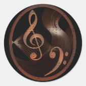 Steampunk Music Design ronde stickers (Voorkant)