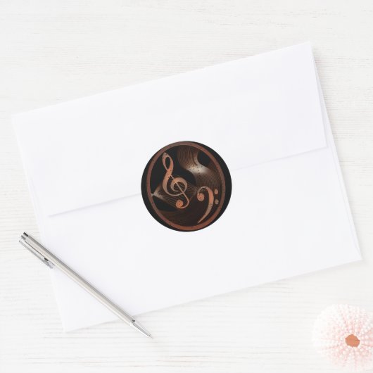 Steampunk Music Design ronde stickers (Envelop)