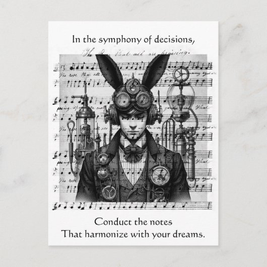 Steampunk Music Man Briefkaart (Voorkant)
