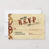 Steampunk Musical Wedding RSVP Kaart (Voorkant)