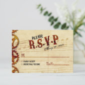Steampunk Musical Wedding RSVP Kaart (Staand voorkant)