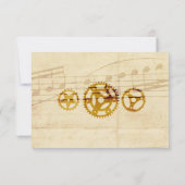 Steampunk Musical Wedding RSVP Kaart (Achterkant)