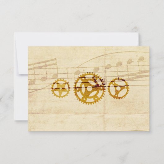 Steampunk Musical Wedding RSVP Kaart (Achterkant)