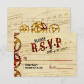 Steampunk Musical Wedding RSVP Kaart (Voorkant / Achterkant)