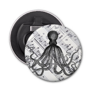 steampunk muziek nautische zee- octopus button flesopener