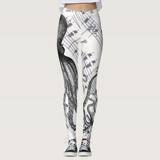 steampunk muziek nautische zee- octopus leggings (Voorkant)