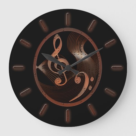 Steampunk Muziek ontwerp muur klok (Voorkant)