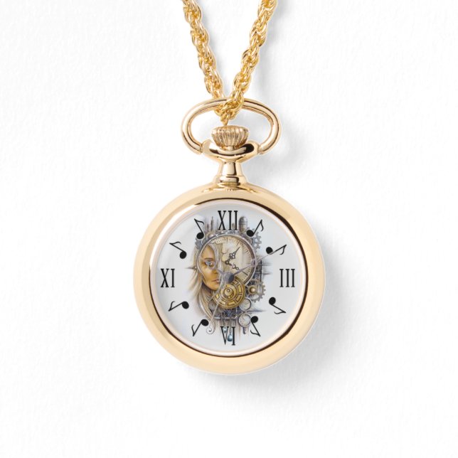 Steampunk Muzieknottes Horloge (Voorkant)