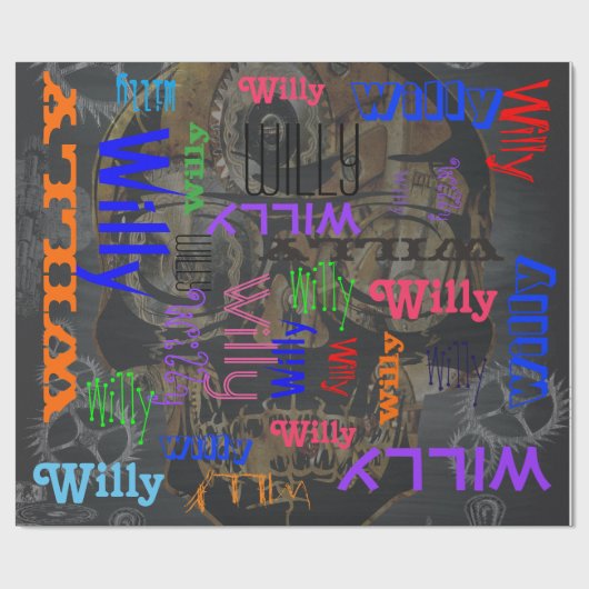 Steampunk Naam Collage 🎁 Geweldig Word Cloud Fun Cadeaupapier (Vlak)