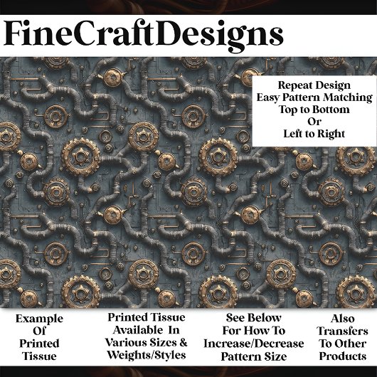 Steampunk-netwerk van tandwielen en buizen BL8 Dec Tissuepapier