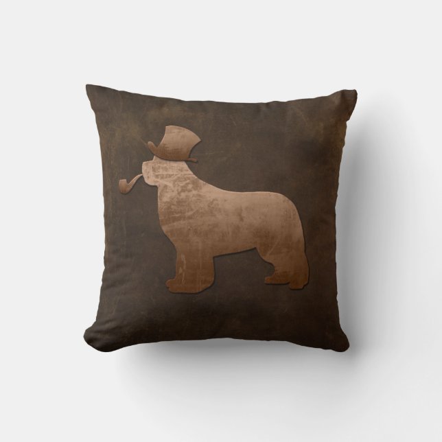 Steampunk Newfoundland-hond werpkussen Kussen (Voorkant)
