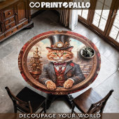 Steampunk noble red cat in a frame - Decoupage  Inpakpapier Vel