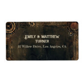 Steampunk Noir Affair Bruiloft Etiket (Voorkant)