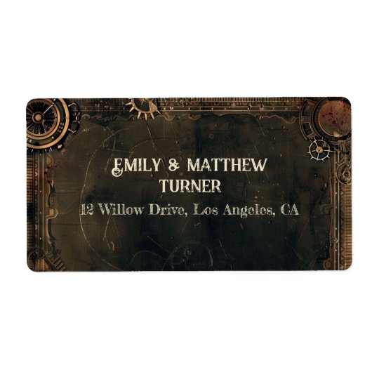 Steampunk Noir Affair Bruiloft Etiket (Voorkant)