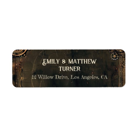 Steampunk Noir Affair Bruiloft Etiket (Voorkant)