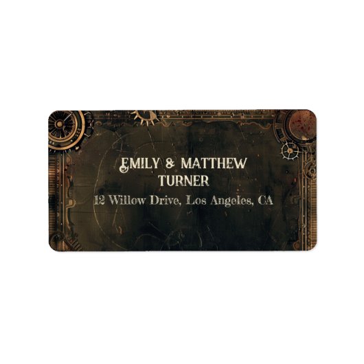 Steampunk Noir Affair Bruiloft Etiket (Voorkant)