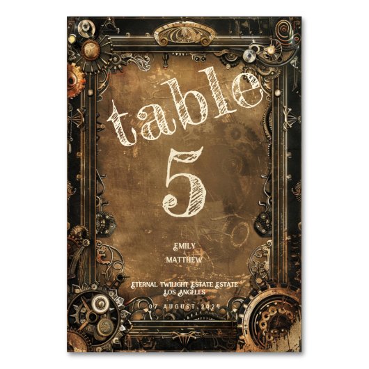 Steampunk Noir Affair Bruiloft Kaart (Voorkant)