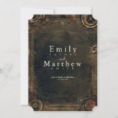 Steampunk Noir Affair Bruiloft Kaart (Achterkant)