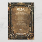 Steampunk Noir Affair Bruiloft Menu (Voorkant)
