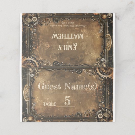 Steampunk Noir Affair Bruiloft Plaatskaartje (Buitenkant ongevouwen)