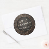 Steampunk Noir Affair Bruiloft Ronde Sticker (Envelop)
