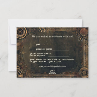 Steampunk Noir Affair Bruiloft RSVP Kaart