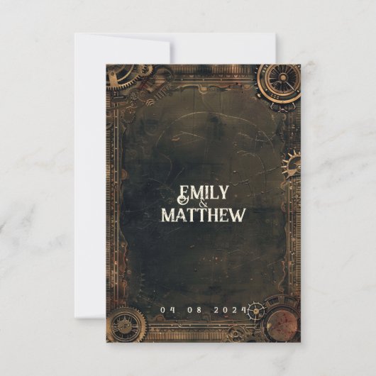 Steampunk Noir Affair Bruiloft Save The Date (Achterkant)